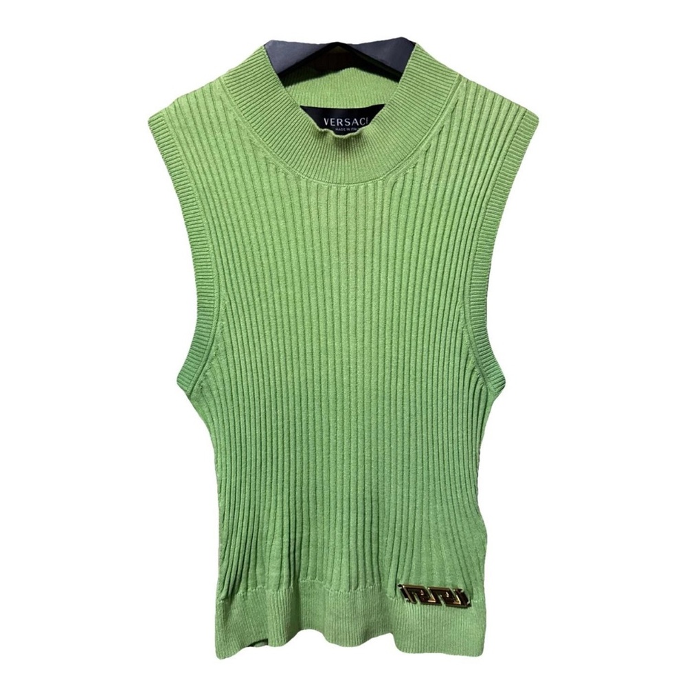 Versace neon green silk vest